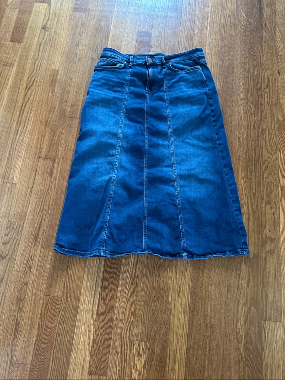 J. Jill Deep Blue Denim A-Line Midi Skirt